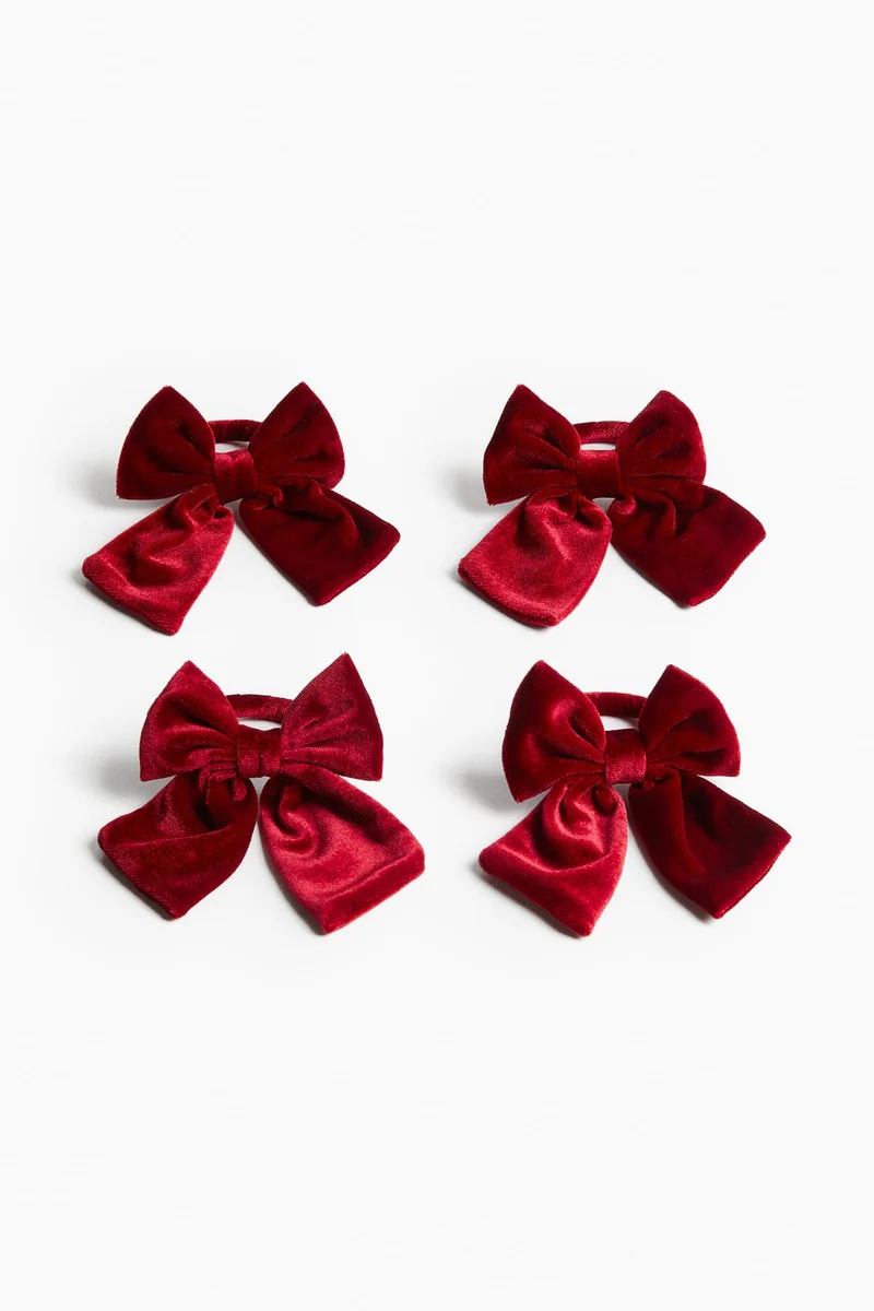 اتش اند ام حلقات مناديل من المخمل - عبوة من 4 قطع