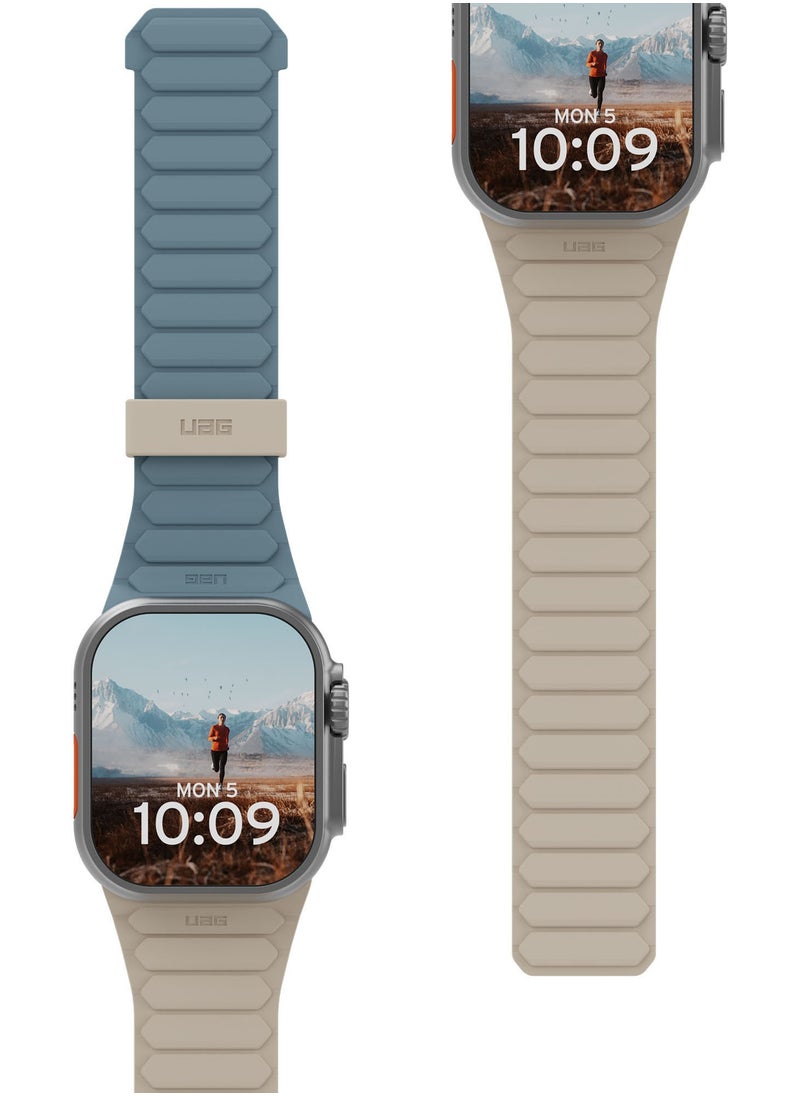Urban Armor Gear UAG Pathfinder [Reversible Magnetic Silicone Strap] Compatible with Apple Watch Band for Apple Watch ULTRA 2 / Ultra 49mm, Watch 45mm/44mm/42mm Series 9-1 - Dune | Cloud Blue  - Image 1