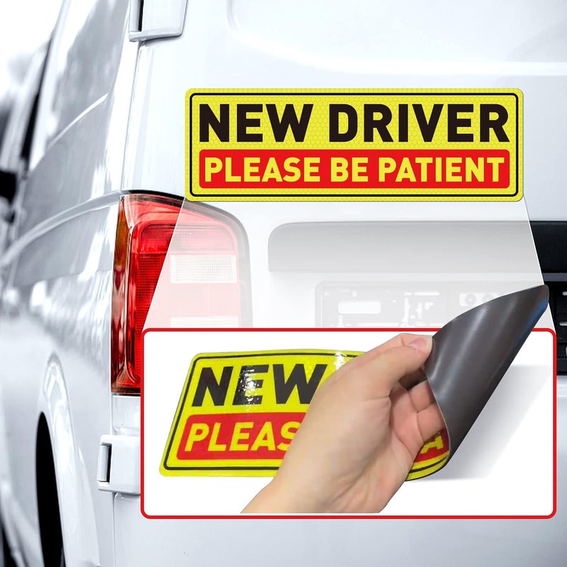 YIKIADA New Driver Car Magnet 12 x 4 Inches Reflective Magnetic Sticker - 4 Pack - Image 2