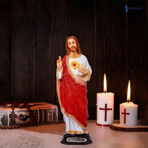 Newven Jesus Statues Christian Gifts for Home Decor god Idol showpiece Table Wall Decorative Figurine for House Warming Wedding Anniversary 30 x 10 x 8 cm - Image 2