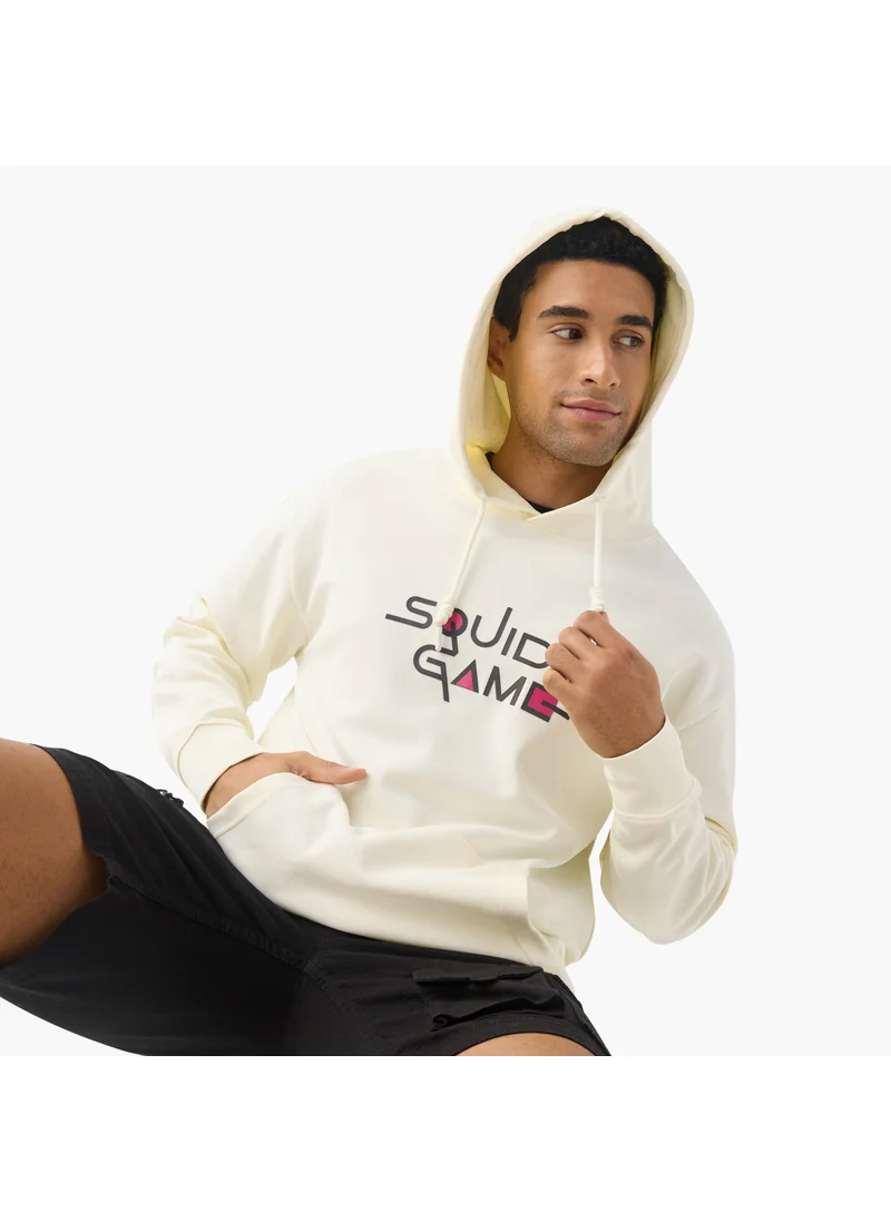 SP Characters Squid Game Print Hooded Sweatshirt with Long Sleeves