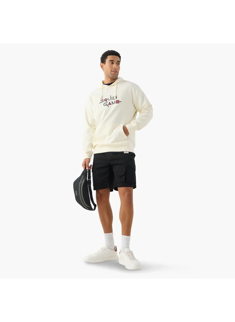 SP Characters Squid Game Print Hooded Sweatshirt with Long Sleeves