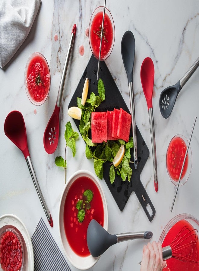 Cuisipro Silicone 12 Inch Slotted Spoon, Red - Image 5