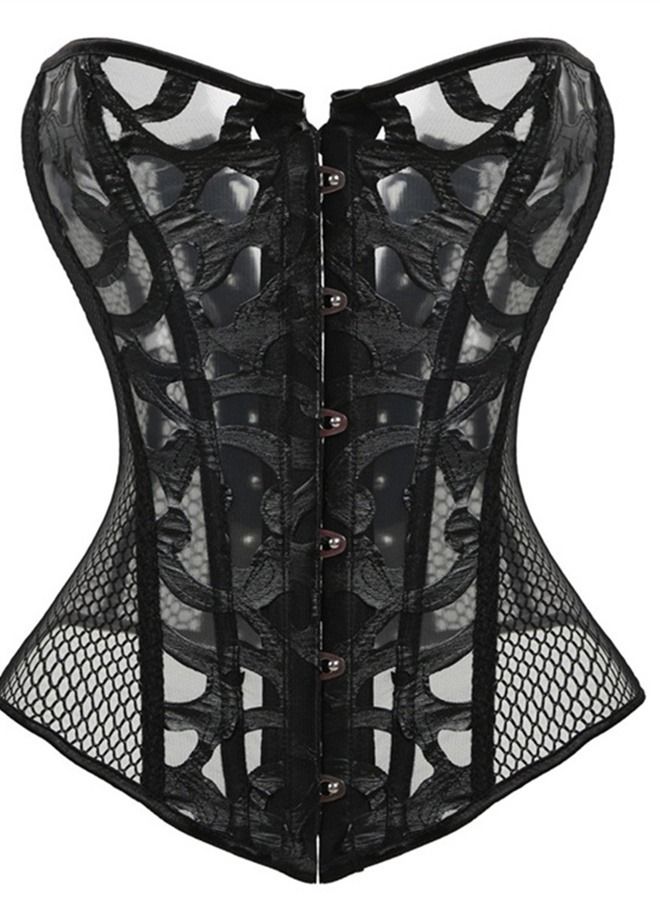 Loquat Black Printed Mesh Corset  - Image 1