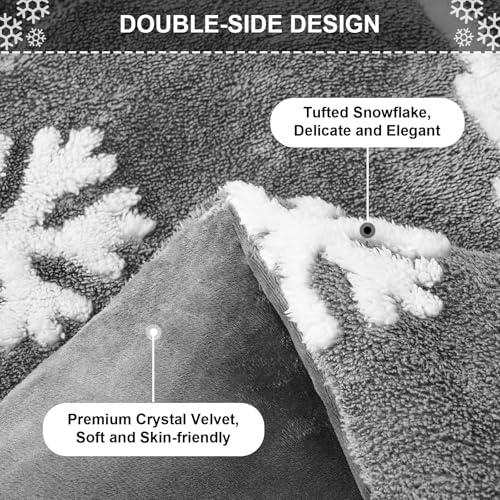 ASPMIZ 3 Piece Christmas Duvet Cover Queen Size, Christmas Tree Jacquard Queen Duvet Covers Fluffy, Winter Cozy Bedding Set with Zipper Closure, 1 Comforter Cover 90 x 90 & 2 Pillow Shams, Grey - Image 3