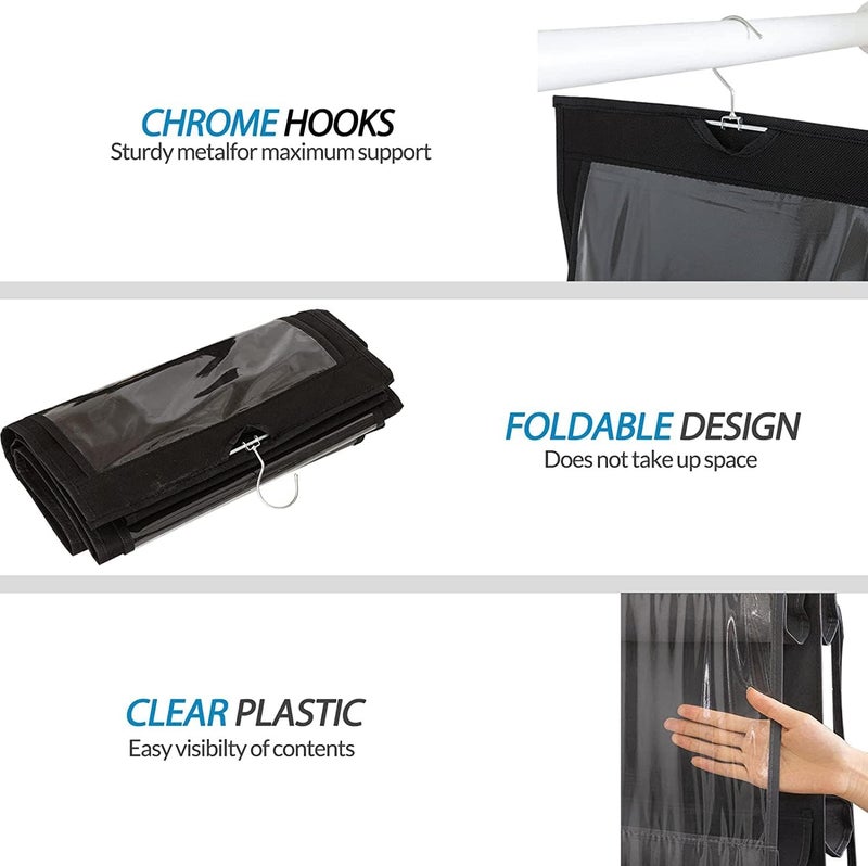 2HEET 2HEET Handbag Organizer Foldable Purse Storage SpaceSaving Organizer for Wardrobe 6 Large Vinyl Pockets for Clutches Pouches Handbag with 360 Rotating Hook Pack of 1  - Image 4