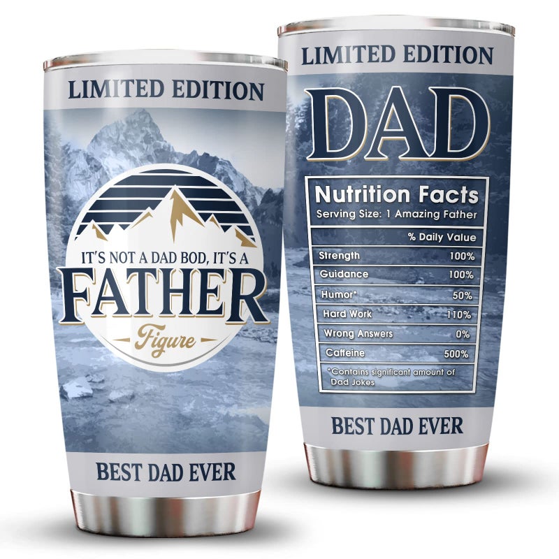 34HD Dad Light Tumbler with Lid  20 oz Stainless Steel Vacuum Insulated Dad Coffee Mug  Daddy Gifts from Daughter Son Wife  Men Gifts for Fathers Day Birthday Christmas - Image 1