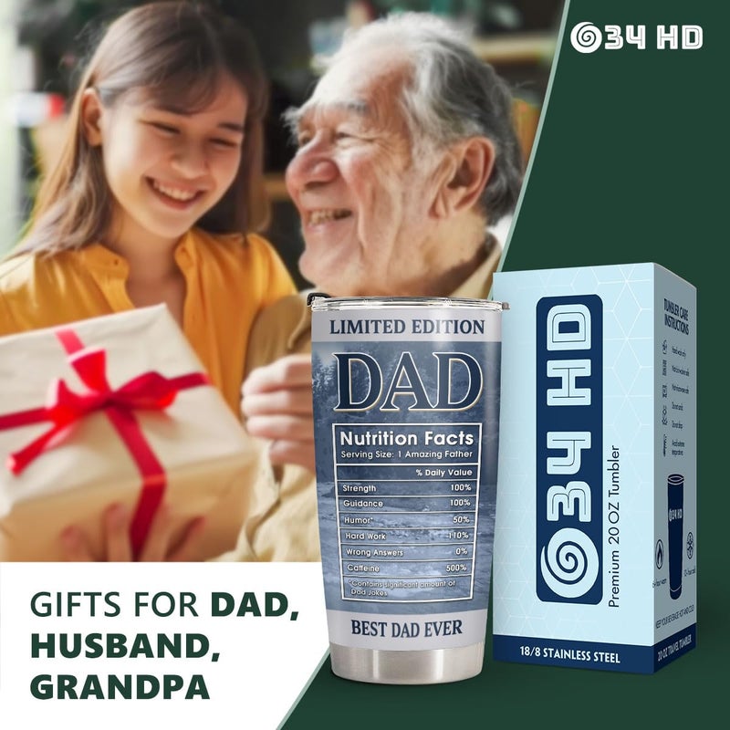 34HD Dad Light Tumbler with Lid  20 oz Stainless Steel Vacuum Insulated Dad Coffee Mug  Daddy Gifts from Daughter Son Wife  Men Gifts for Fathers Day Birthday Christmas - Image 4