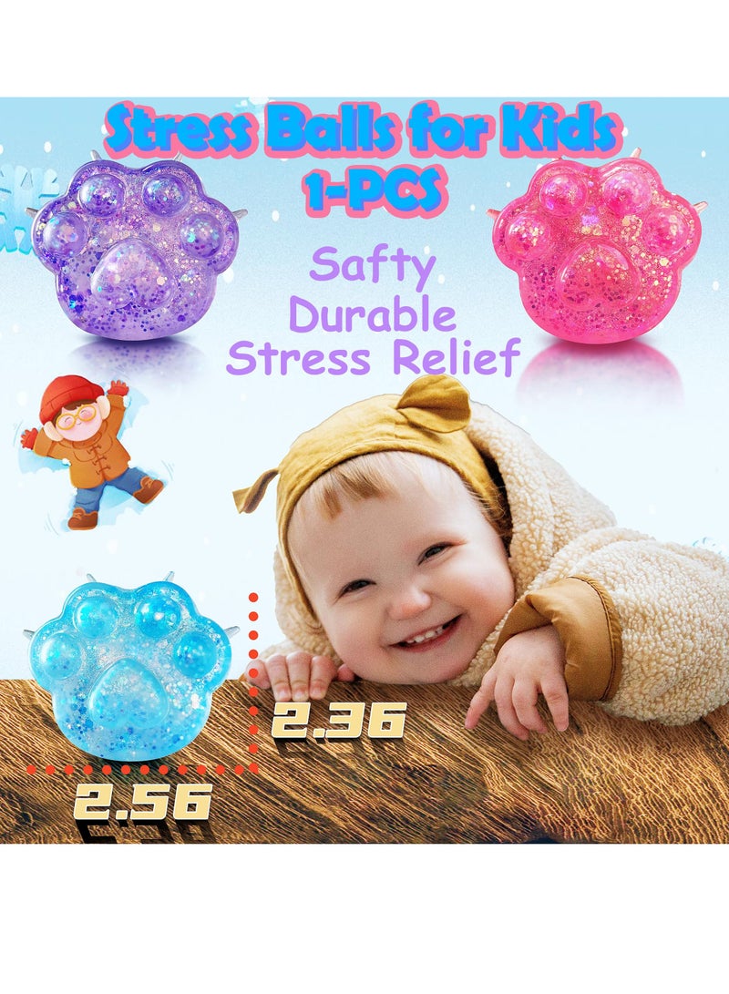 SOLARAE كرة ضغط على شكل مخلب قط، 2 قطعة كرات ضغط للتوتر للبالغين، كرة سكر قابلة للضغط، هدايا حفلات، كرة ضغط حيوانات، ألعاب فidget، كرة مخلب قط قابلة للضغط، لهدايا الحفلات (زرقاء) - Image 3