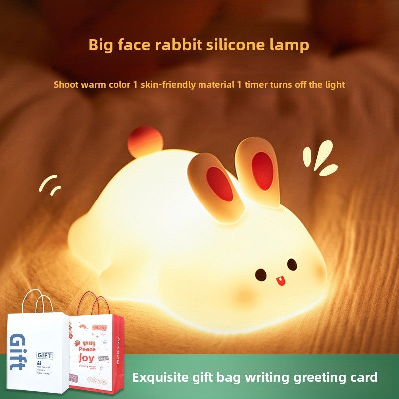 Cute Bunny Cartoon Night Light Silicone Kids Birthday Gift 0.3w 