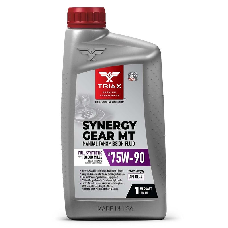 زيت تروس TRIAX Synergy Gear MT 75W-90 GL-4 (MT-90)؛ سائل ناقل حركة يدوي اصطناعي بالكامل؛ تغيير سلس؛ لا التصاق، انزلاق، اهتزاز، أو ارتعاش؛ آمن للمعادن الصفراء (1 كوارت) - Image 1