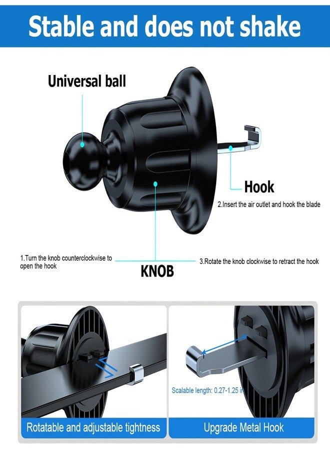 FALVFUN Car Phone Holder Mount, 360° Rotation Adjustable Vehicle Phone Stand with Metal Hook Clip, Auto Cellphone Holder Mount for Air Dashboard Windshield Vent, Universal for SUV RV Truck (Black) - Image 3