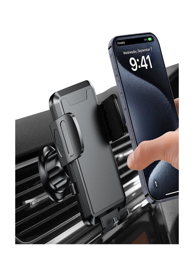 FALVFUN Car Phone Holder Mount, 360° Rotation Adjustable Vehicle Phone Stand with Metal Hook Clip, Auto Cellphone Holder Mount for Air Dashboard Windshield Vent, Universal for SUV RV Truck (Black) - Image 1