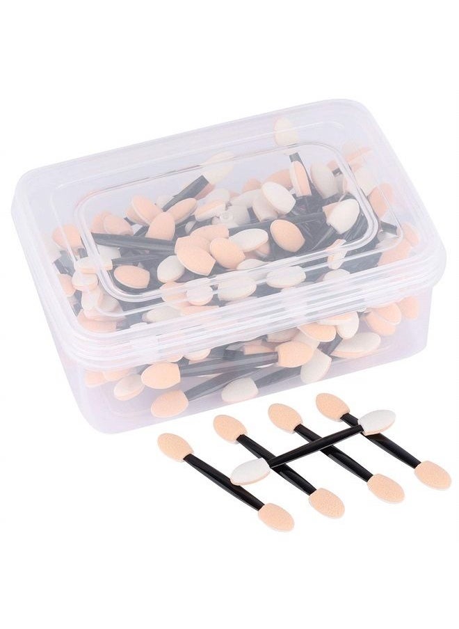 Tbestmax 150 Eye Shadow Applicator Disposable Foam Makeup Brush Sponge Tipped Oval Eyeshadow Applicators Dual Sides with A Box  - Image 1