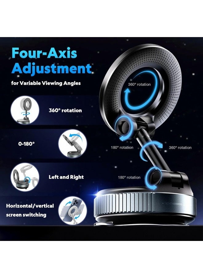 MagSafe Car Phone Holder, Strong Magnetic Phone Holder for Car Windshield, Dashboard, 360° Portable and Foldable Phone Stand - Compatible with iPhone 15/14/13/12 Pro Max Mini, Samsung Galaxy S23/S22 (Black) - Image 2