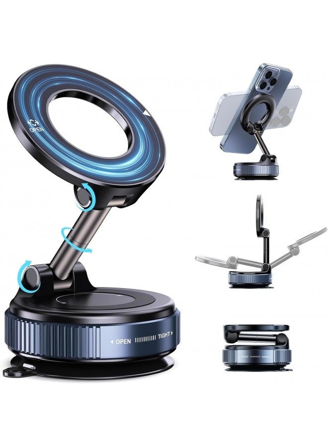 MagSafe Car Phone Holder, Strong Magnetic Phone Holder for Car Windshield, Dashboard, 360° Portable and Foldable Phone Stand - Compatible with iPhone 15/14/13/12 Pro Max Mini, Samsung Galaxy S23/S22 (Black) - Image 1