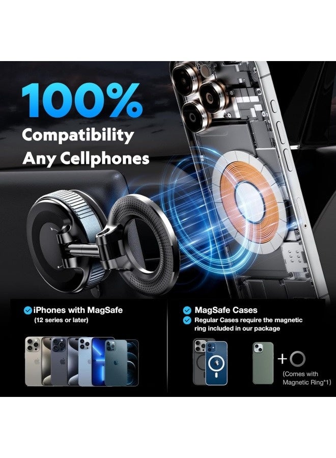MagSafe Car Phone Holder, Strong Magnetic Phone Holder for Car Windshield, Dashboard, 360° Portable and Foldable Phone Stand - Compatible with iPhone 15/14/13/12 Pro Max Mini, Samsung Galaxy S23/S22 (Black) - Image 5