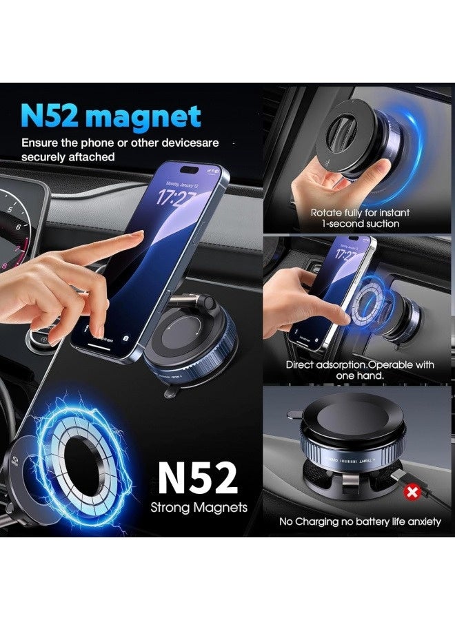 MagSafe Car Phone Holder, Strong Magnetic Phone Holder for Car Windshield, Dashboard, 360° Portable and Foldable Phone Stand - Compatible with iPhone 15/14/13/12 Pro Max Mini, Samsung Galaxy S23/S22 (Black) - Image 4