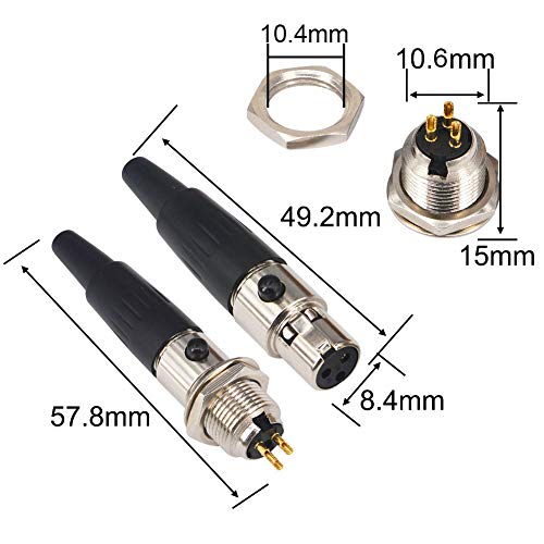 onelinkmore DIY 3 Pin Mini XLR Connector TA3F Audio Microphone Adapters with Plug Chassis Mount XLR Jack 3 Pin Mini XLR Cable Ends Replacement F-Plug Audio Socket for Pro Microphones 2 Sets - Image 4