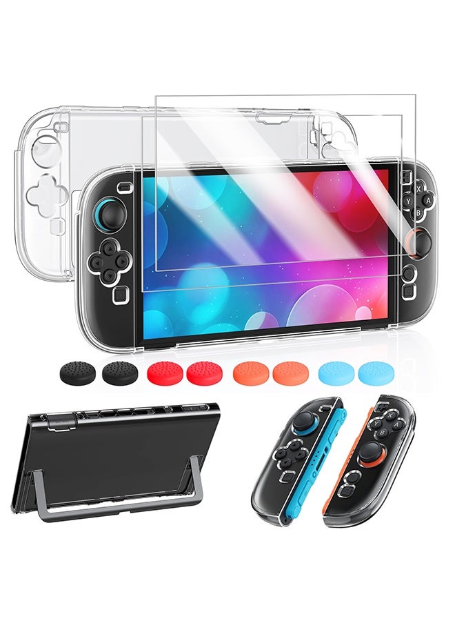 X-level Clear Protective Case for Nintendo Switch 2(2025), Transparent Slim Hard Shell for Switch 2 Accessories, Scratch&Shock Protection Cover for Joycon 2 with Screen Protector, 8 Thumb Grip - Image 1