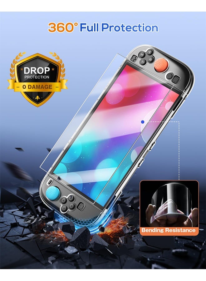 X-level Clear Protective Case for Nintendo Switch 2(2025), Transparent Slim Hard Shell for Switch 2 Accessories, Scratch&Shock Protection Cover for Joycon 2 with Screen Protector, 8 Thumb Grip - Image 4