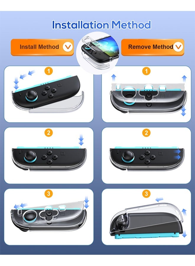 X-level Clear Protective Case for Nintendo Switch 2(2025), Transparent Slim Hard Shell for Switch 2 Accessories, Scratch&Shock Protection Cover for Joycon 2 with Screen Protector, 8 Thumb Grip - Image 5