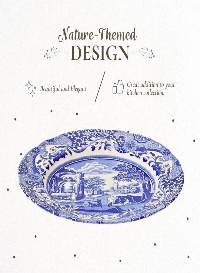 Spode Blue Italian 8-Inch Salad Dish - Fine Earthenware Serving Plate with Eastern Border Motif - Classic White Center - Microwave, Freezer, Oven, Dishwasher Safe, Great for Gifting - Image 3
