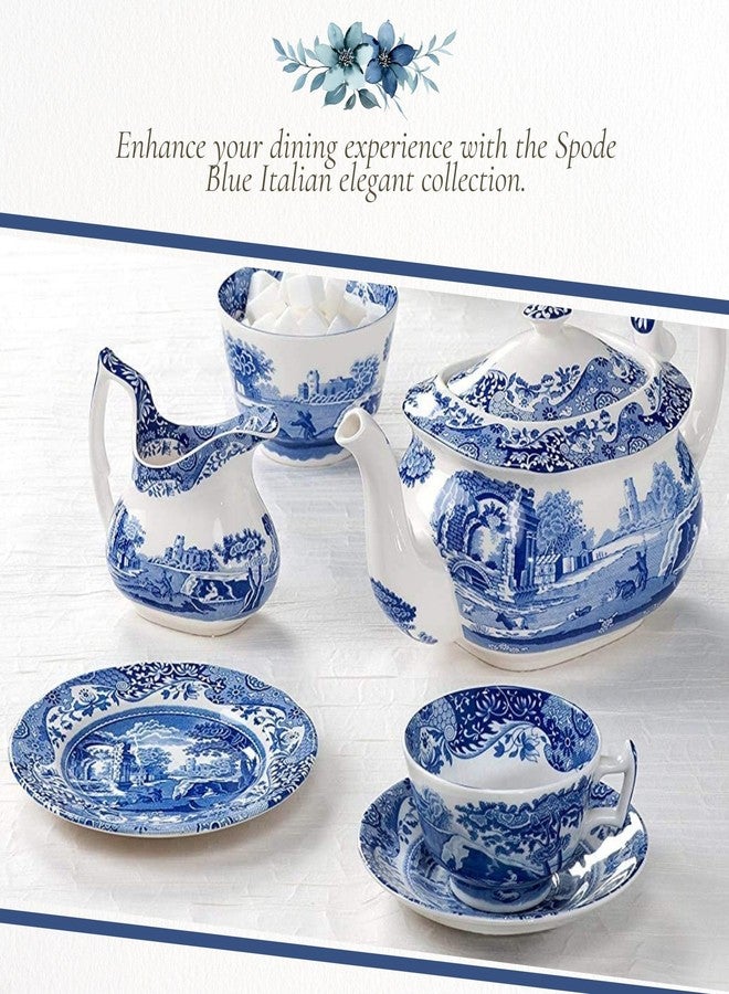 Spode Blue Italian 8-Inch Salad Dish - Fine Earthenware Serving Plate with Eastern Border Motif - Classic White Center - Microwave, Freezer, Oven, Dishwasher Safe, Great for Gifting - Image 5