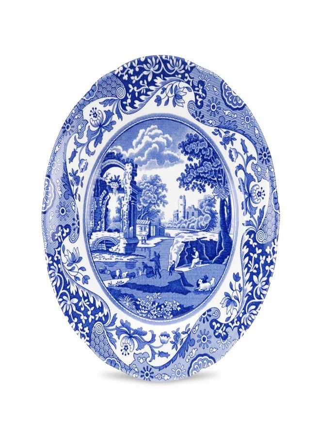 Spode Blue Italian 8-Inch Salad Dish - Fine Earthenware Serving Plate with Eastern Border Motif - Classic White Center - Microwave, Freezer, Oven, Dishwasher Safe, Great for Gifting - Image 1