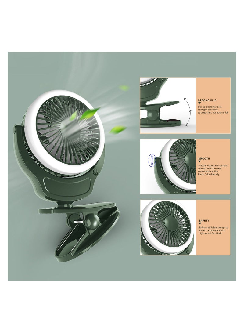 Teknum 2-IN-1 Stroller USB Charging Fan with Light-Green - Image 4