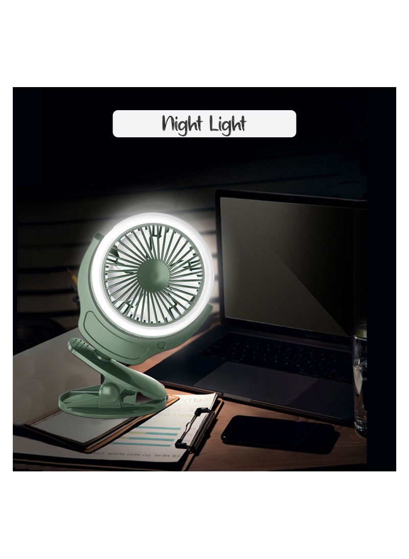 Teknum 2-IN-1 Stroller USB Charging Fan with Light-Green - Image 3