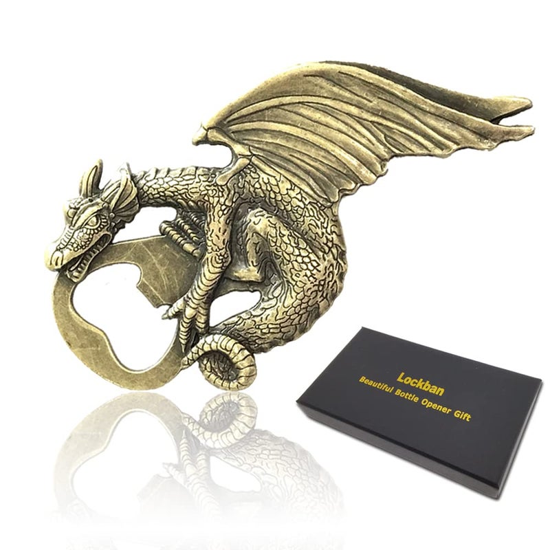 Lockban Dragon Bottle Opener Gothic Dragon Style Metal Beer Bartender Bottle Opener for Men Dad Boyfriend Gift Bar Party Game