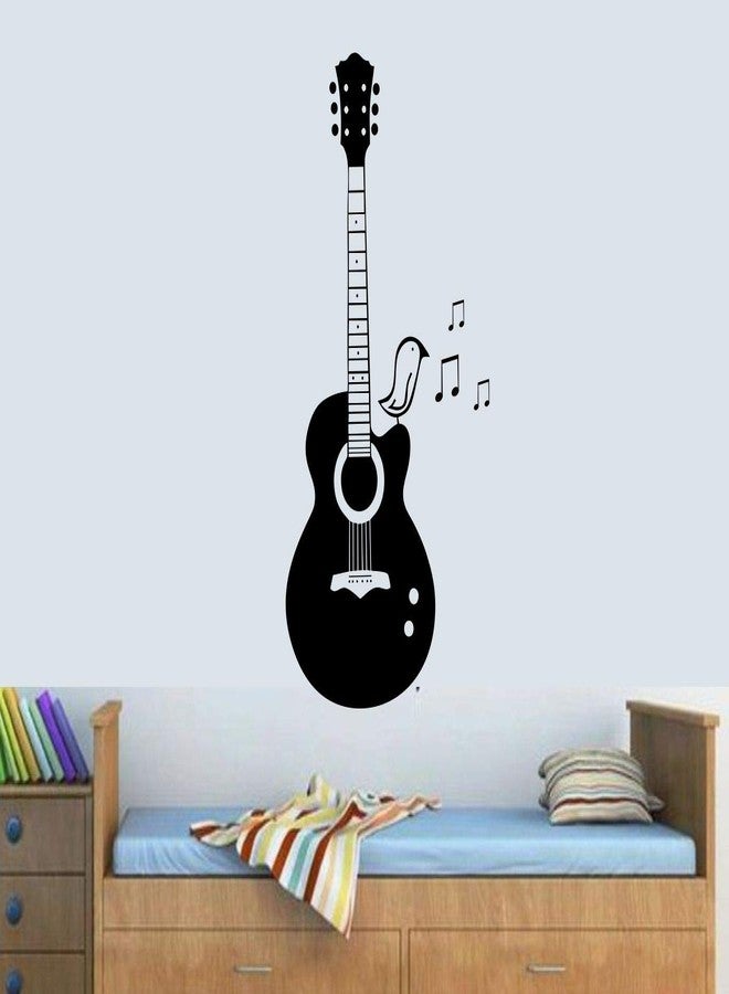 Asmi Collections Asmi collection PVC Feel The Music with Guitar' Musical Instruments Wall Stickers (Black) - Image 2