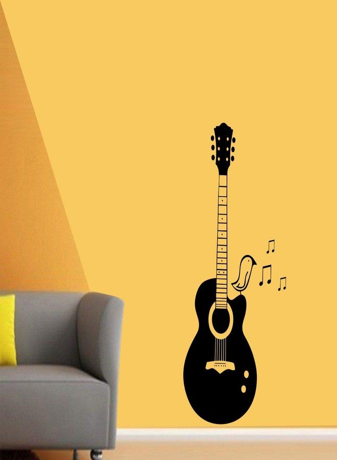 Asmi Collections Asmi collection PVC Feel The Music with Guitar' Musical Instruments Wall Stickers (Black) - Image 3