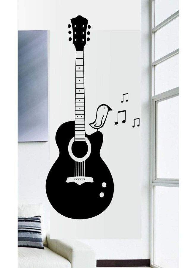 Asmi Collections Asmi collection PVC Feel The Music with Guitar' Musical Instruments Wall Stickers (Black) - Image 1