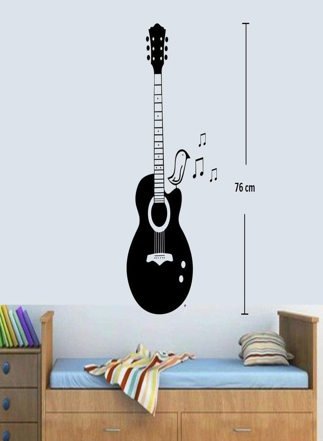 Asmi Collections Asmi collection PVC Feel The Music with Guitar' Musical Instruments Wall Stickers (Black) - Image 4