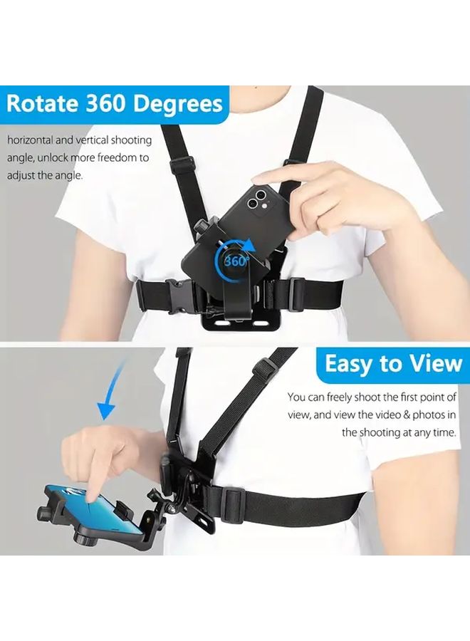Adjustable Chest Strap Mount Phone Clip Holder For Sports Camera Black - Image 4