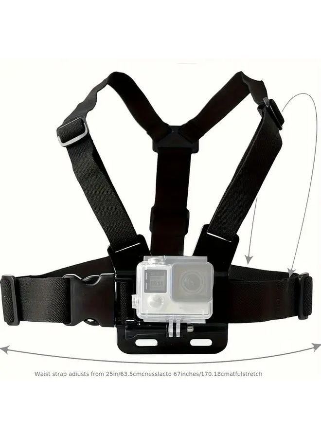 Adjustable Chest Strap Mount Phone Clip Holder For Sports Camera Black - Image 3