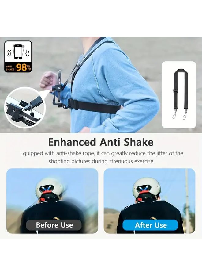Adjustable Chest Strap Mount Phone Clip Holder For Sports Camera Black - Image 5