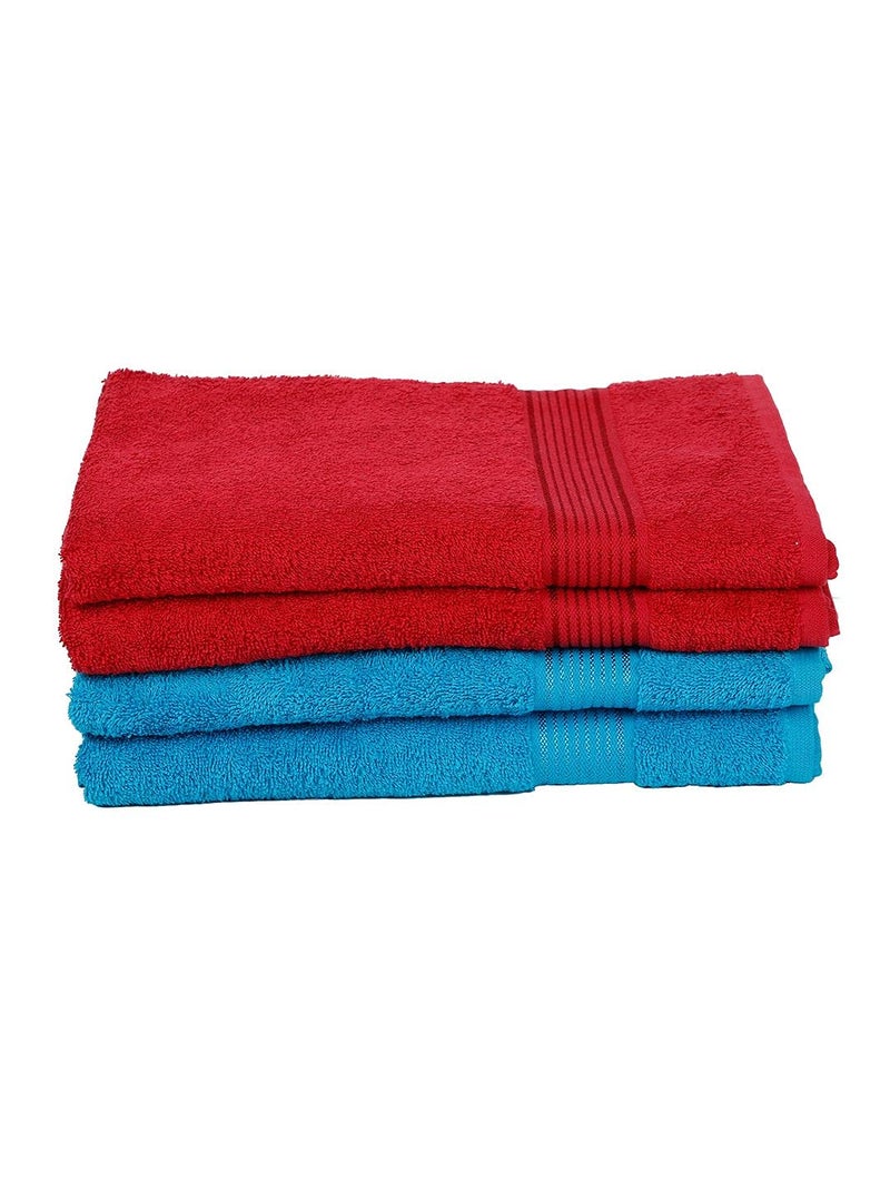 Kopa by Bianca 400 GSM 100% Cotton Soft Terry Towel l 4pc Bath Towel l Towel Bath l Head Bath Towel for Women l D`Ross l Red-Turq - Image 2
