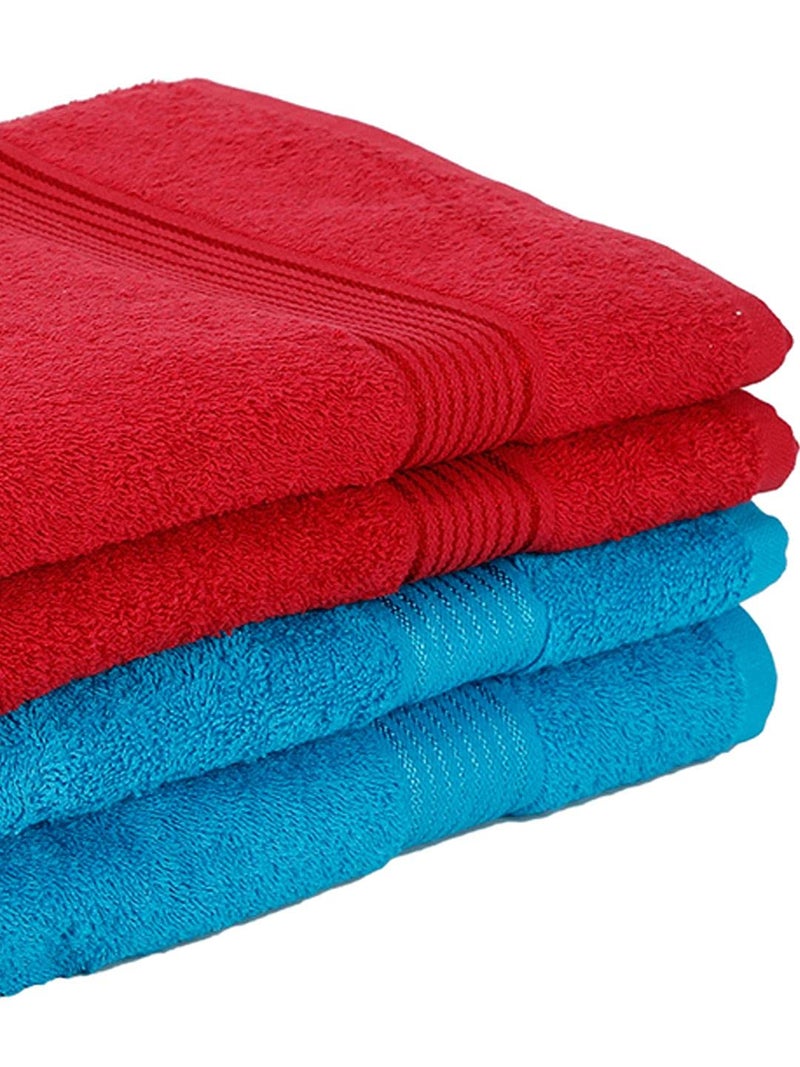 Kopa by Bianca 400 GSM 100% Cotton Soft Terry Towel l 4pc Bath Towel l Towel Bath l Head Bath Towel for Women l D`Ross l Red-Turq - Image 3