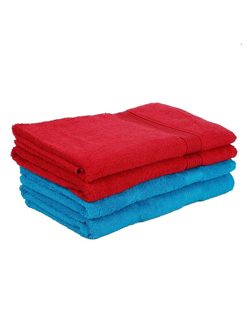 Kopa by Bianca 400 GSM 100% Cotton Soft Terry Towel l 4pc Bath Towel l Towel Bath l Head Bath Towel for Women l D`Ross l Red-Turq - Image 4
