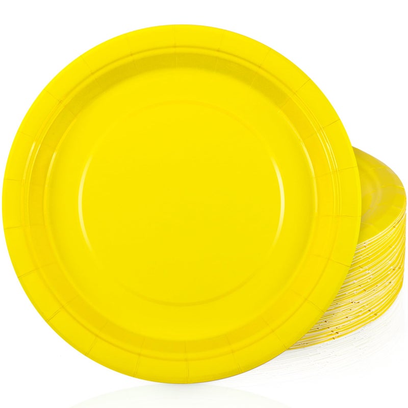 Breroa 72 Yellow Paper Plates - 9 Inch Disposable Heavy Duty Plates for Sustainable Dinner  Dessert  Parties & Holidays - Image 1