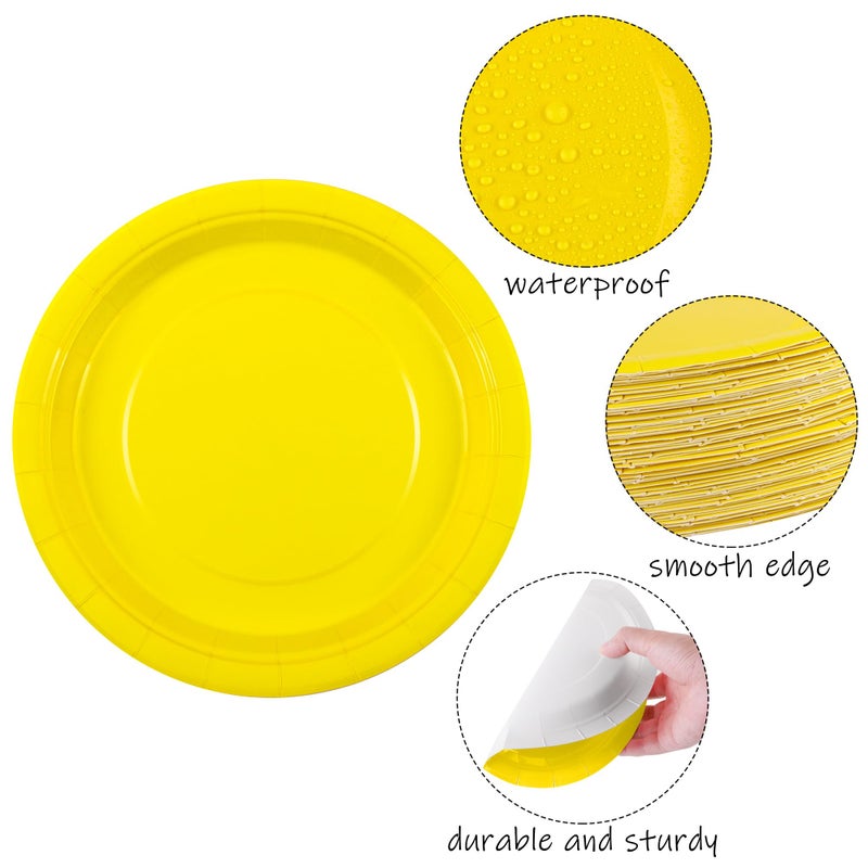 Breroa 72 Yellow Paper Plates - 9 Inch Disposable Heavy Duty Plates for Sustainable Dinner  Dessert  Parties & Holidays - Image 3