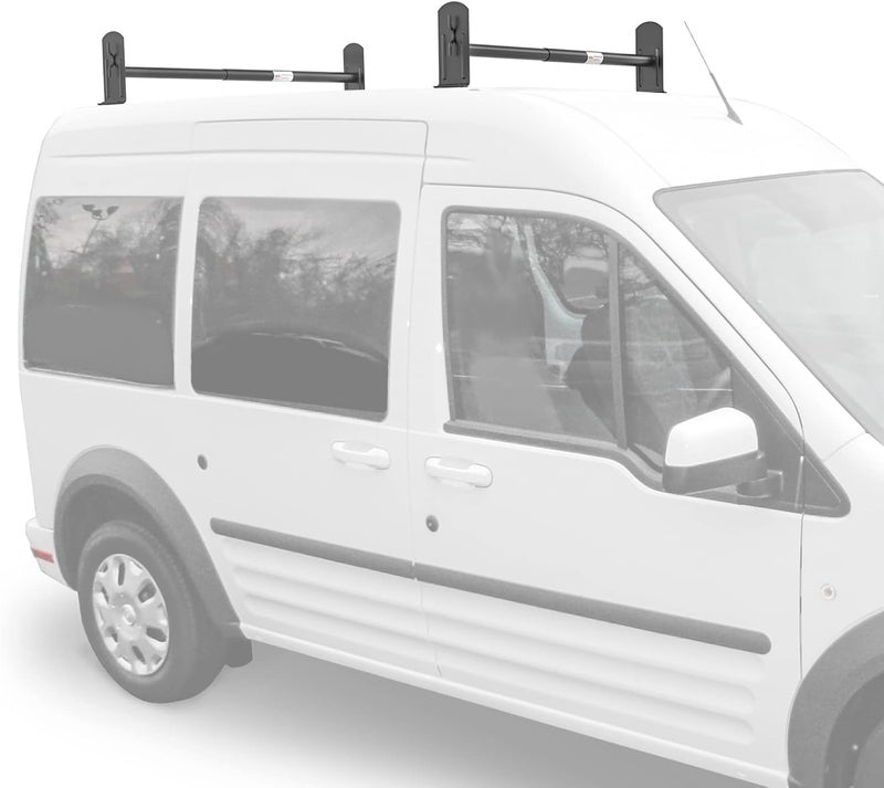 AA-Racks DX36 Steel 2 Bar Utility Drilling Van Roof Ladder Rack System for Ford Transit Connect 2008-2013 - Sandy Black - Image 1