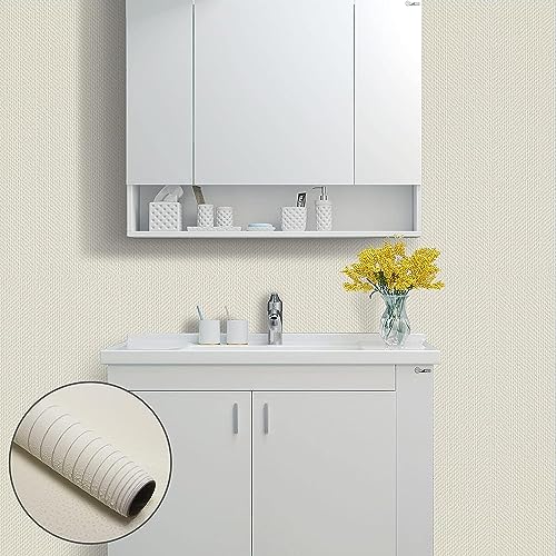 ELTON Textured Solid Color Plain Wallpaper Self Adhesive Waterproof Embossed Wallpaper for Wall Livingroom Bedroom Furniture Table top, Kitcken Almirah & Doors (Cream, 45 x 600 Cms) - Image 4