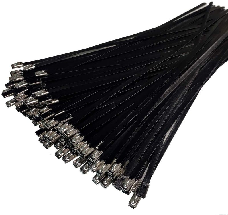 ADD GEAR Stainless Steel (316) - Black Self-Locking Cable Zip Ties Exhaust Wrap Multi-Purpose DIY Locking Cable Metal Zip Ties - Black (500 mm / 20 inches) (50) - Image 2