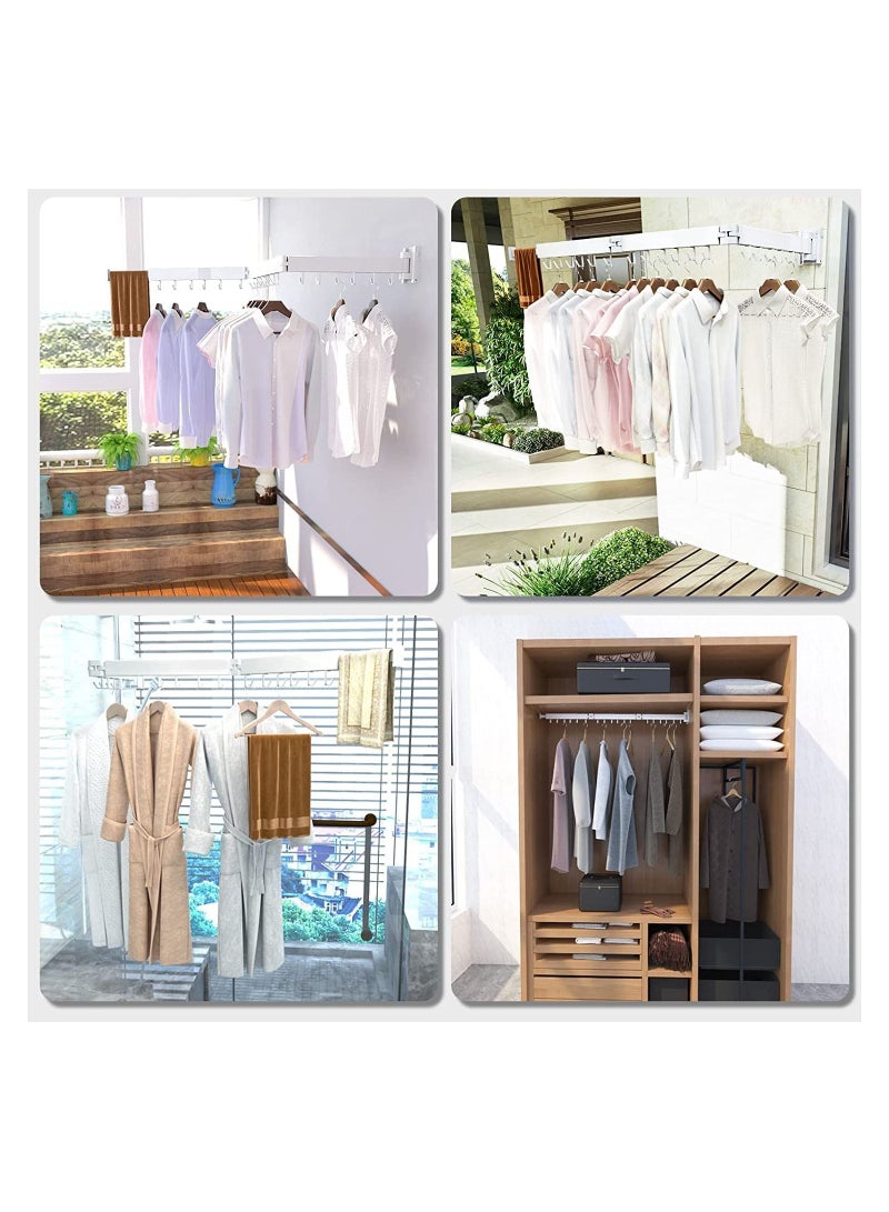 Wall Mounted Retractable Clothes Drying Rack,Foldable Clothes Hangers,Stainless Steel Collapsible Laundry Clothes Hanger Rack - Image 3