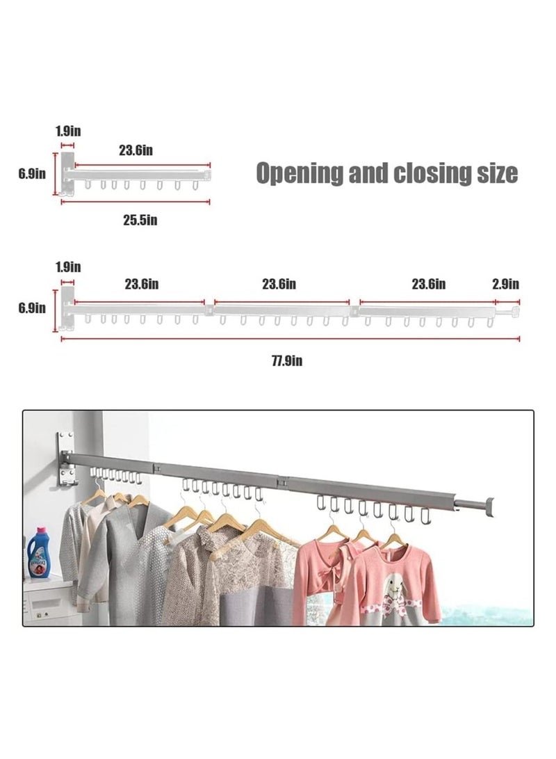 Wall Mounted Retractable Clothes Drying Rack,Foldable Clothes Hangers,Stainless Steel Collapsible Laundry Clothes Hanger Rack - Image 5