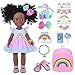 BDDOLL 145 Inch Black Dolls with Black Baby Doll Clothes and Accessories Including Backpacks Shoes Cameras Cell Phones Lollipops Bracelets Hair Clips Notebooks Stickers - Image 2